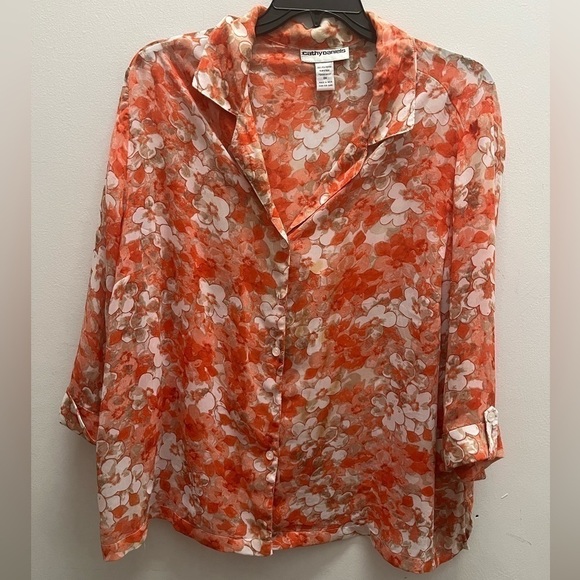 🚨CLEARANCE B1123-11 CATHY Daniels Button Down Floral Blouse - Picture 1 of 3